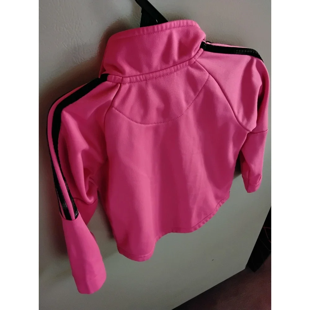Adidas Girls Pink Track Jacket Full Zip 3-Stripe Athletic Sweatshirt Size 24M